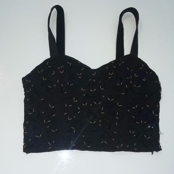 NWOT Zara Beaded Black and Gold Top - Picture 5 of 7